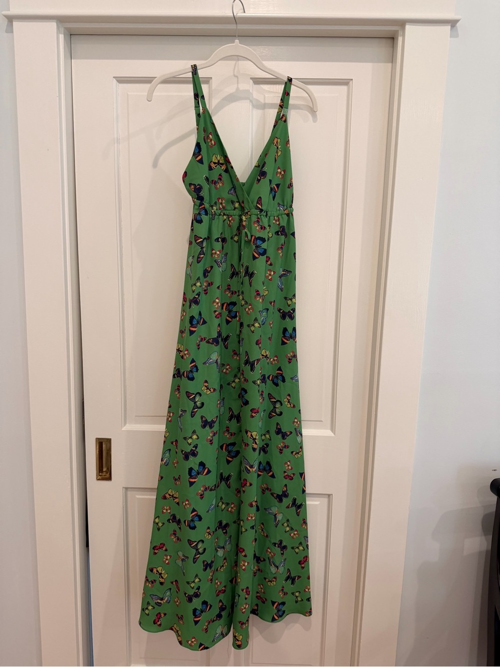 L'AGENCE Green Butterfly Print Maxi Dress